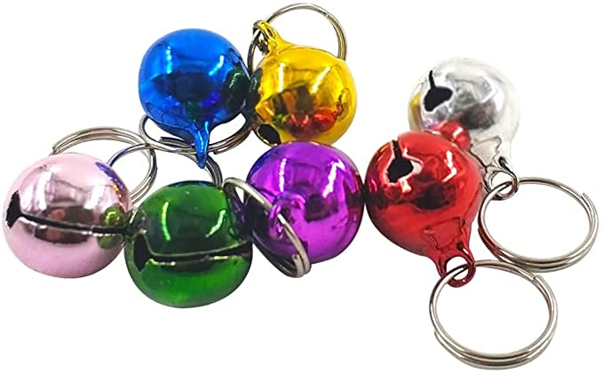Daycount Pack of 7 Metal Jingle Bells Loose Beads Festival Party Decoration, 10mm Pet Cat Puppy Dog Bells for Collar, DIY Crafts Accessories (Random Color)