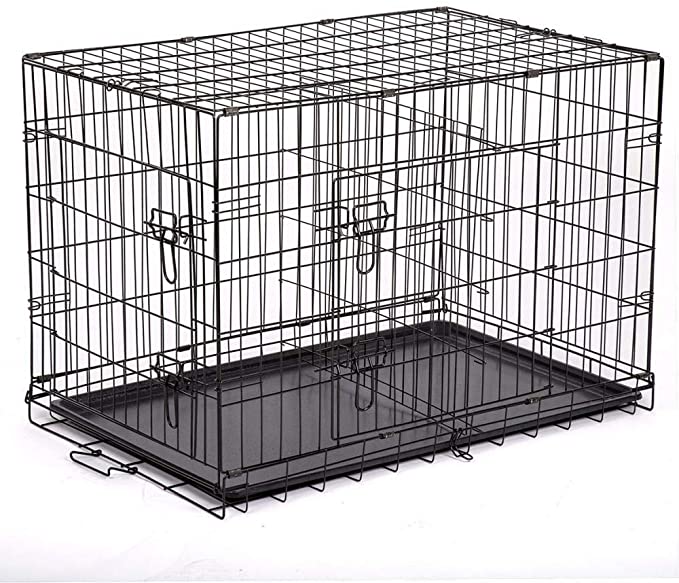 DC-24" Pet Kennel Cat Dog Folding Crate Wire Metal Cage W/Divider