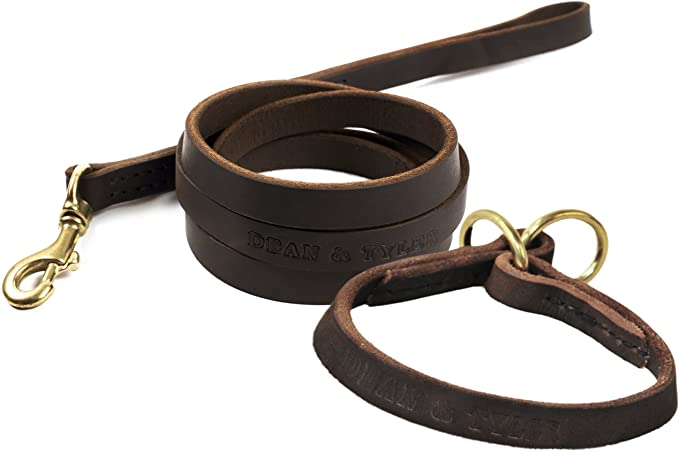 Dean and Tyler Bundle - One "Tranquility" Collar 24-Inch by 1/2-Inch With One Matching "No Assumptions" Leash, 6 FT Solid Brass Snap Hook