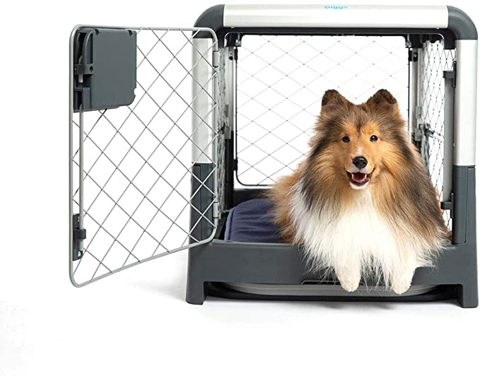 Diggs Revol Dog Crate (Collapsible Dog Crate, Portable Dog Crate, Travel Dog Crate - Grey x Medium