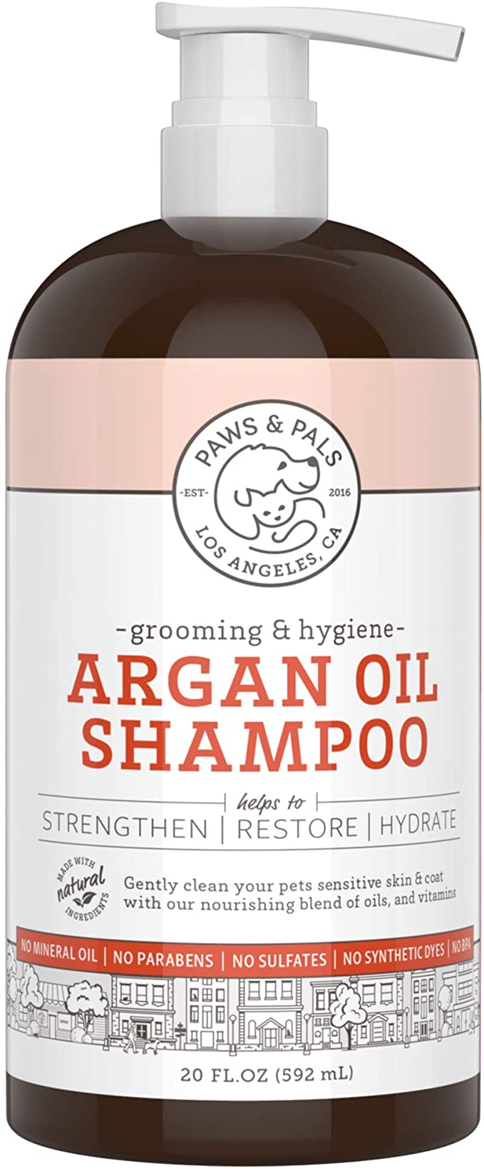 Dog Argan Shampoo-Conditioner - 20oz Clinical Vet Formula Wash For All Pets Puppy & Cats - Made with Aloe Vera for Relieving Dry Itchy Skin (Argan Shampoo)
