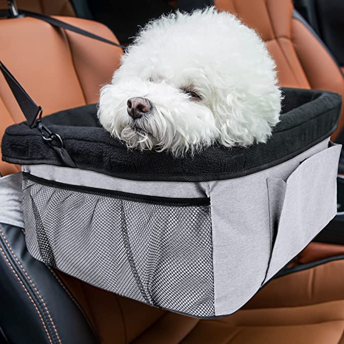 Dog Car Seat,Pet Booster Seat with Steel Reinforced Robust Structure,Perfect for Pets Up to 20 lb,Removable Washable Fleece Liner, Easy Installation on Front or Back Seats