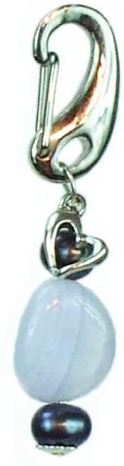 Dog Collar Charm Jewelry, Blue Chalcedony Gemstone Handcrafted