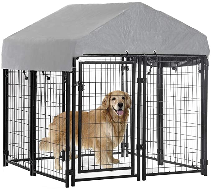 Dog Crate Kennel Large Heavy Duty Indoor Outdoor Pet Crate Cage,4' x 4' x 4.3'