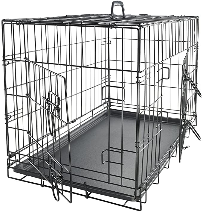 Dog Crates for Large Dogs - Pet Cage Double-Door Best for Big Pets - Wire Metal Kennel Cages with Divider Panel & Tray - in-Door Foldable & Portable for Animal Out-Door Travel