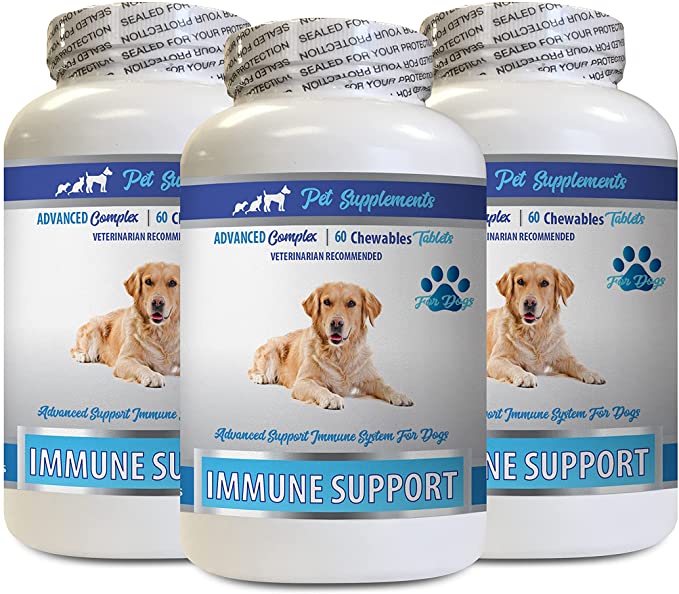 Dog Food for Immune System - Advanced Dog Immune Support - Veterinarian Recommended Complex - Organic Turmeric for Dogs - 3 Bottles (180 Treats)