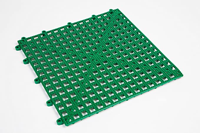Dri-Dek Dog & Cat Kennel Cage Liner, Veterinarian or Groomer Flooring - 1'x1' Interlocking Tiles - 12-Pack (Green)