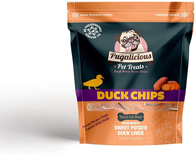 Duck Chips (3oz/85g), Sweet Potato Chips Coated in Duck, Freeze Dried for Dogs