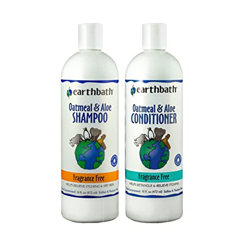 Earthbath Oatmeal & Aloe Shampoo & Conditioner Pet Grooming Set - Itchy, Dry Skin Relief, Made in USA - Fragrance Free, 16 oz
