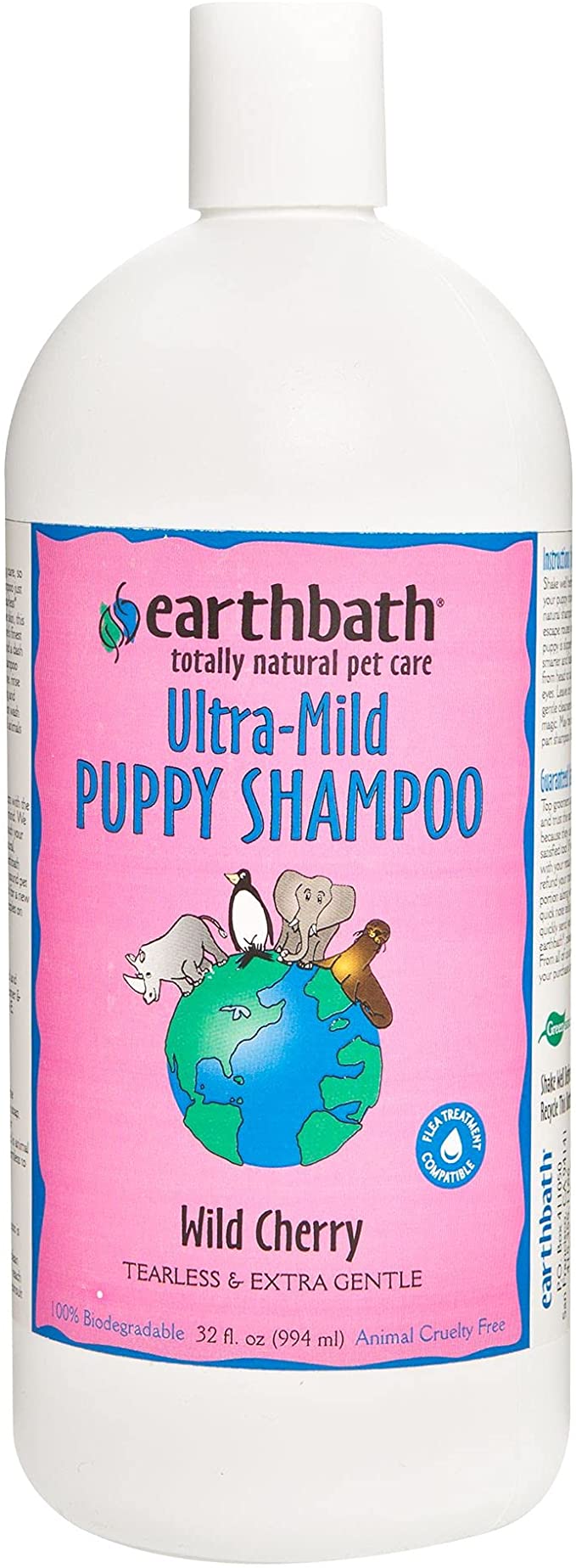 Earthbath Ultra-Mild Puppy Shampoo and Conditioner, Wild Cherry, 32oz " Tearless & Extra Gentle " Made in USA
