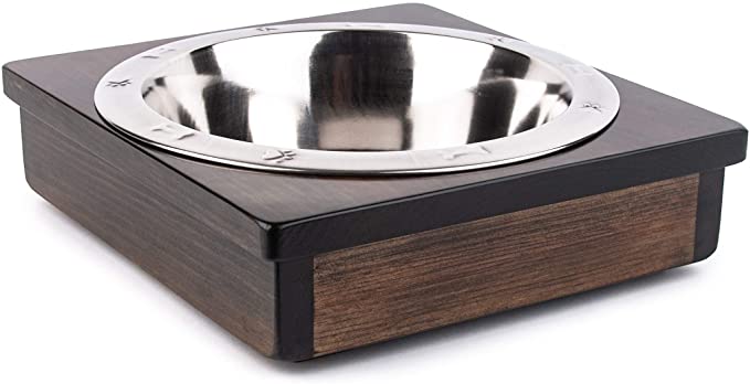 Elevated Dog Bowl with Single 3 Quart Stainless Steel Bowl. Solid Wood. No Assembly Required. Eco-Friendly and Non-Toxic - Handcrafted in The USA
