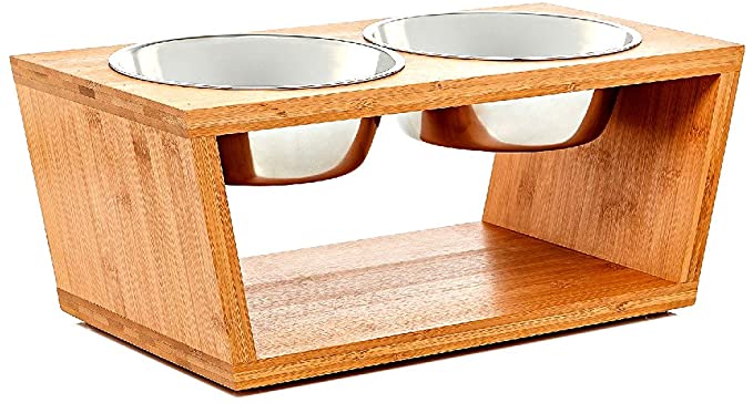 Elevated Double Dog Bowl Feeder Cat Pet Raised Stand Two Stainless Steel Bowls Feeders Skroutz