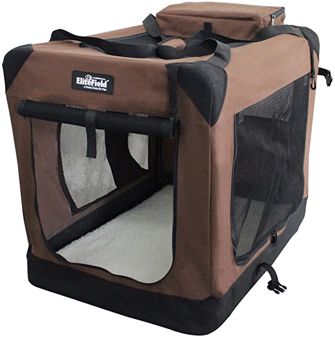 EliteField 3-Door Folding Soft Dog Crate (2 Year Warranty), Indoor & Outdoor Pet Home, Multiple Sizes and Colors Available