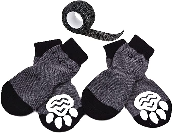 EXPAWLORER Dog Socks Traction Control Anti-Slip for Hardwood Floor Indoor Wear, Paw Protection