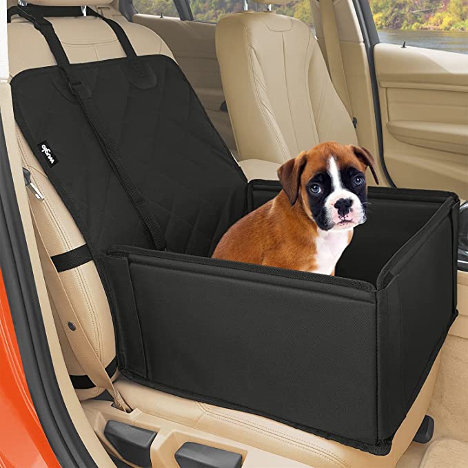 Extra Stable Dog Car Seat - Robust Car Dog Seat or Puppy Car Seat for Small to Medium-Sized Dogs - Reinforced Walls and 3 Belts - Waterproof Pet Car Seat for Back and Front Seat