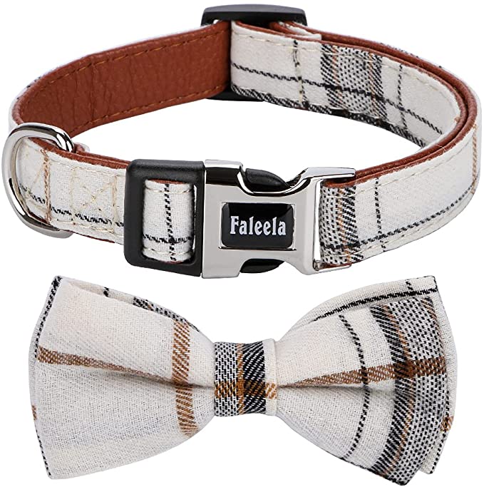 Faleela Soft &Comfy Bowtie Dog Collar,Detachable and Adjustable Bow Tie Collar,for Small Medium Large Pet