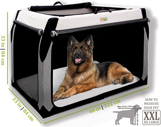 Folding Soft Dog Crate for Extra Large Dogs by DogGoods Dog Kennels and Crates Collapsible Dog Crate Extra Large Dogs Large Dogs Medium Dogs Small Dogs (XXL (Extra Extra Large), Gray and Beige)