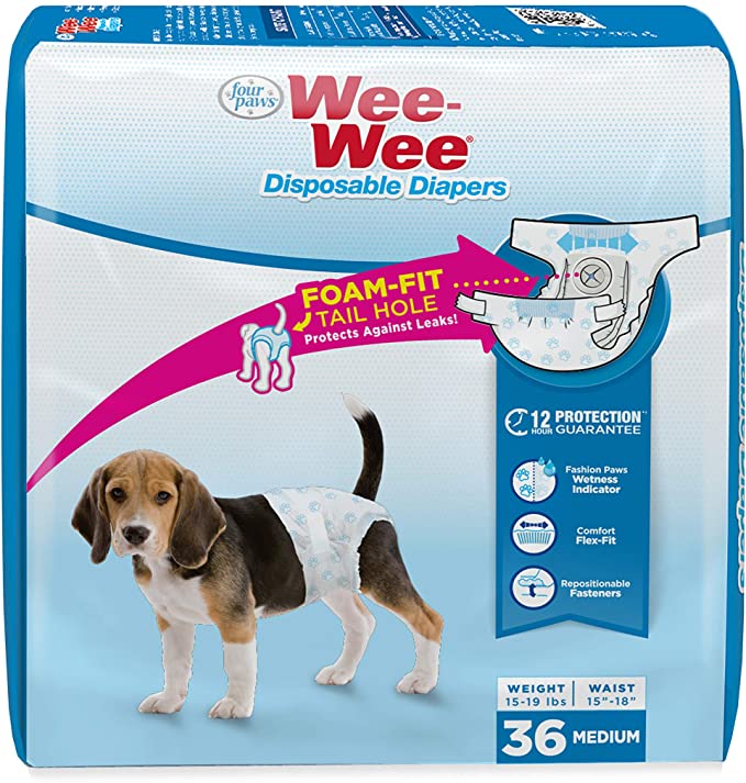 Four Paws Wee-Wee Disposable Dog Diapers 36 Count Medium