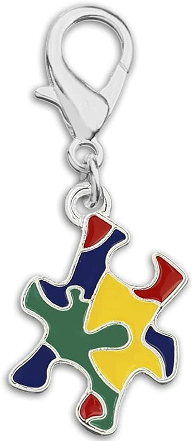 Fundraising For A Cause | Autism & Asperger's Awareness Colored Puzzle Piece Hanging Charms " Puzzle Piece Shaped Charm For Bracelets, Purses, Zipper Pulls, Dog/Cat Collars & More!