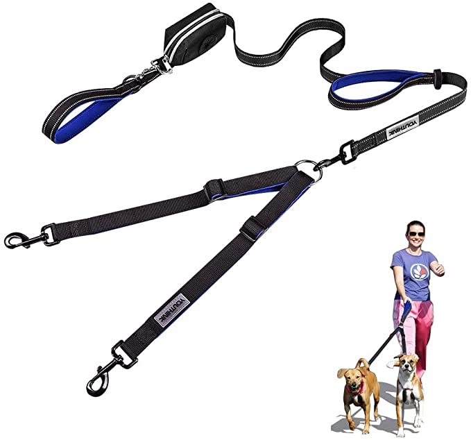 GRTD Dual Dogs Leash, Double Dogs Leash, No Tangleing Double Dog Walking and Training Leash with Waste Bag Dispenser//1362