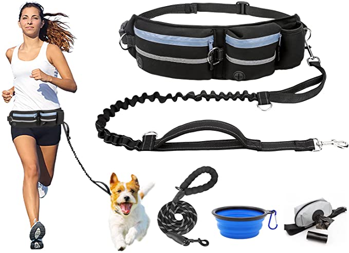 Hands Free Dog Leash, Dog Walking Belt with Shock Absorbing Bungee Leash for up to 180lbs Large Dogs