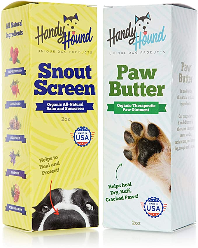 Handy Hound Bundle | Paw Butter | SnoutScreen | All-Natural Butters, Wax, and Balm for Your Dogs Nose and Paw with Natural Dog Sunscreen |Includes Beautiful Dog Themed Gift Bag