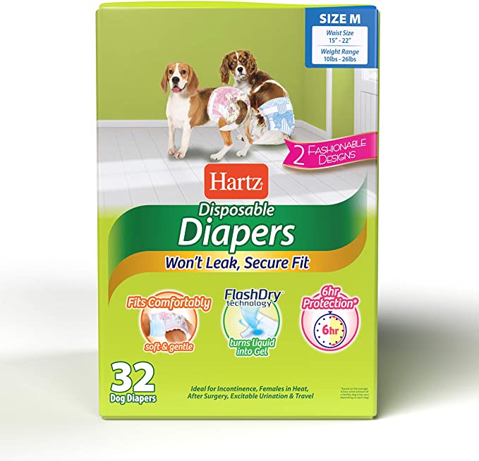 Hartz Disposable Diapers with Adjustable Tail Hole for Female & Male Dogs - Comfortable & Secure Fit for Leak Proof Protection, Multiple Sizes