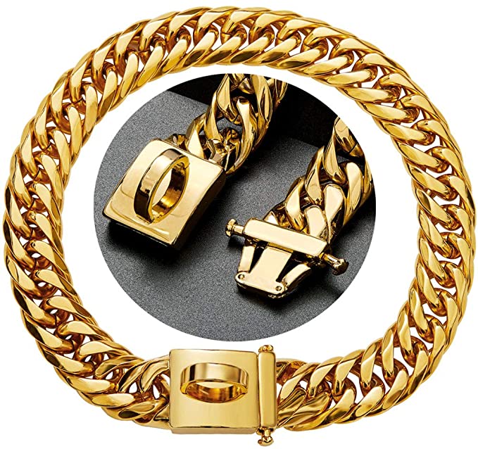 Heavy Duty Cuban Chain 18K Gold Dog Collar