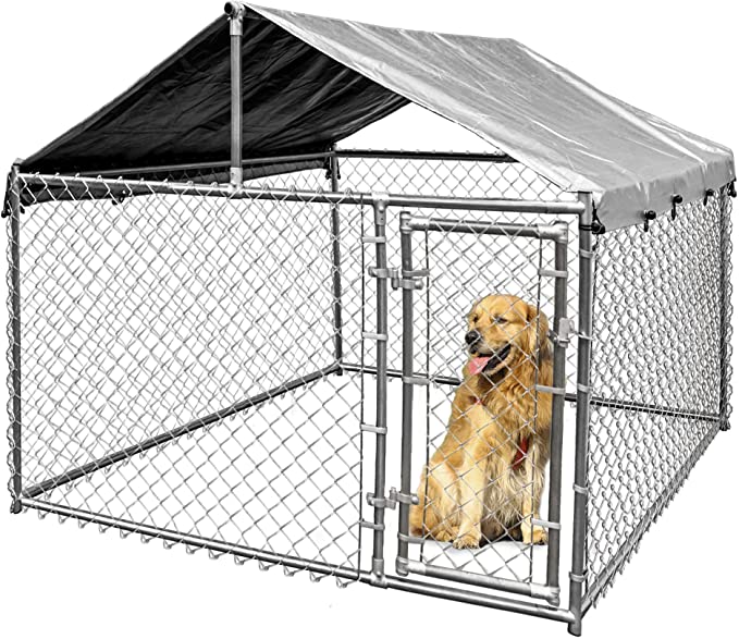 HITTITE Outdoor Chain Link Dog Kennel for Small to Medium Dogs 6