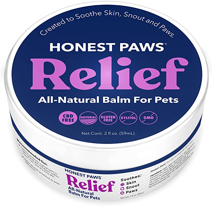 Honest Paws Dog Paw Balm - 2 Ounce Pad Relief Soother Moisturizer Protection Wax All Natural All Weather Foot Butter Heals Repairs Pet Paws and Noses from Heat and Cold