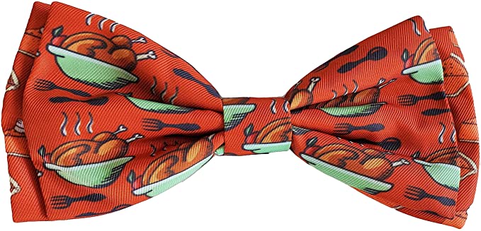 Huxley & Kent Bow Tie | Turkey & Pumpkin Pie | Thanksgiving Holiday Pet Collar Attachment | Festive Bow Tie for Dogs and Cats | Cute, Comfortable, and Durable