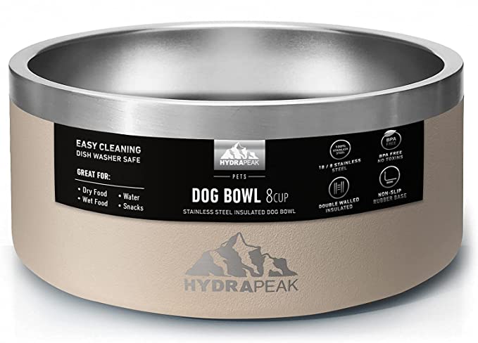 Hydrapeak Dog Bowl - Non Slip Stainless Steel Dog Bowls for Water or Food - Sand