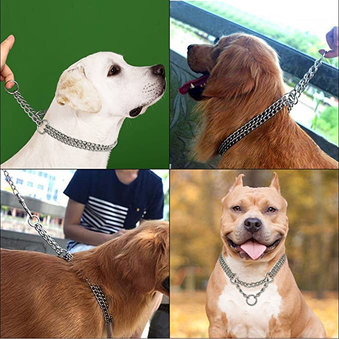 Hypeety Training Collars Chain Martingale Dog Pet Collar Pinch Metal Slip Choke Stainless Steel Chain Collar for Medium and Large Dogs