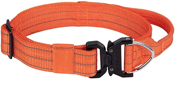 ICEFANG Tactical Dog Collar with Handle ,Heavy Duty Thick Everyday Wear Pet Collar