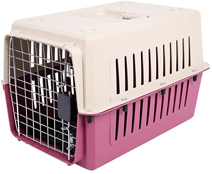 KARMAS PRODUCT 4 Size Plastic Cat & Dog Carrier Cage with Chrome Door Portable Pet Box Airline Approved - S