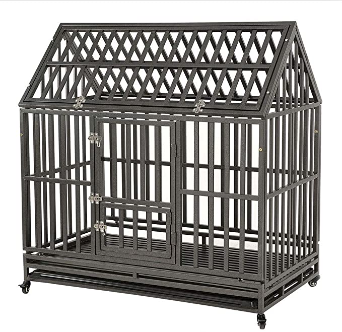 KELIXU 48" Heavy Duty Dog Crate Large Dog cage Dog Kennels and Crates for Large Dogs Indoor Outdoor with Double Doors