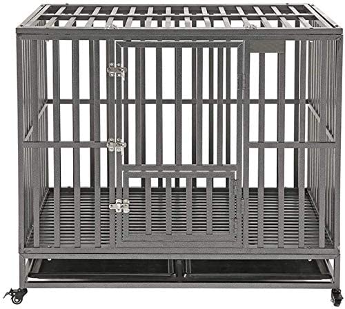 KELIXU Heavy Duty Dog Cage Large Dog Crate Dog Kennels and Crates for Large Dogs Indoor Outdoor with Double Doors