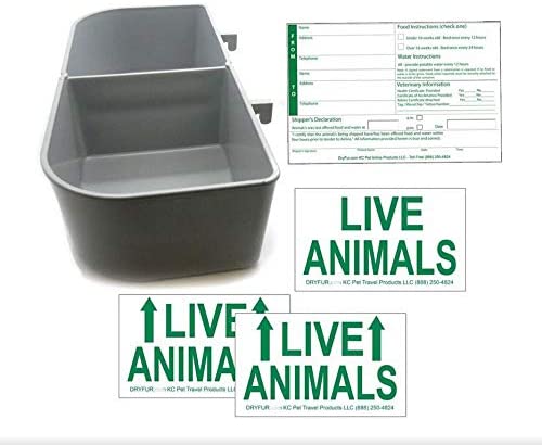 Kennel Travel Kit for Pets - Hook-On Dish & Live Animal Labels