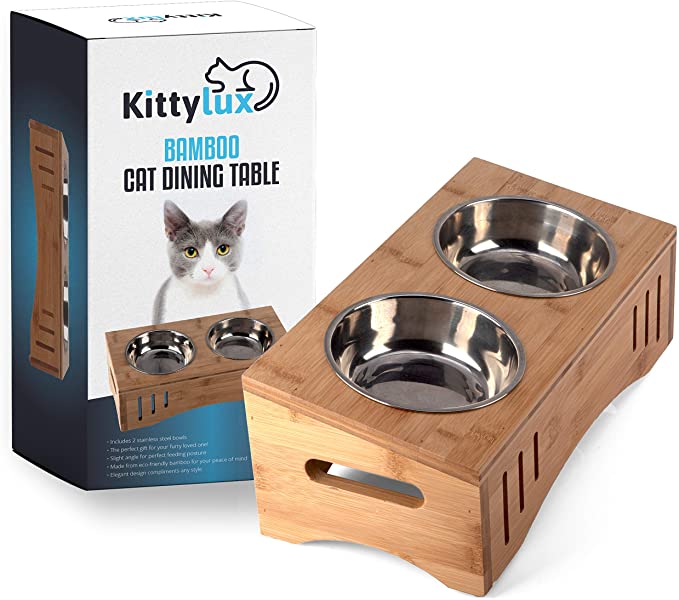 Kittylux Cat Food Bowls | Cat Bowls with Stand | Elevated Dog Bowls | Raised Cat Bowls | Cat Food and Water Bowls | Elevated Cat Feeder | Cat Dishes for Food and Water | Raised Dog Bowls