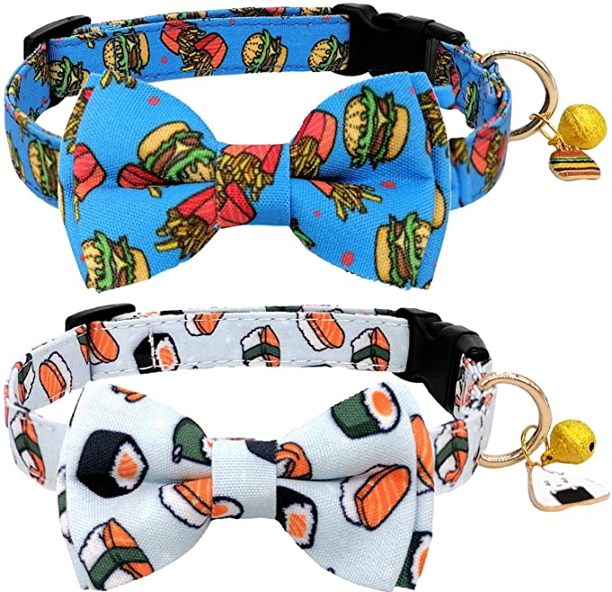 KUDES 2 Pack Print Dog Collars with Bow Tie