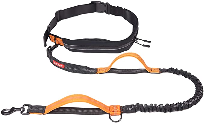 KUKUPAW Hands Free Leash with Pouch - Shock Absorbing - Dog Walking, Running, Jogging - Up to 150 lbs
