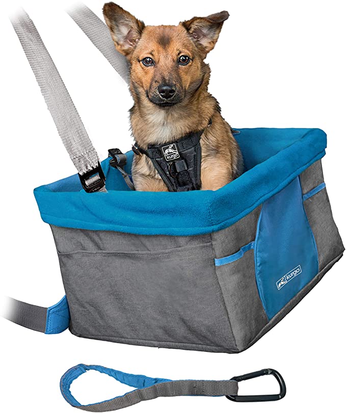 Kurgo Car Pet Booster Seat for Dogs or Cats, Front & Rear Dog Car Seat, Carrier Carseat for Pets, Includes Dog Seatbelt Tether, Helps with Canine Car Sickness