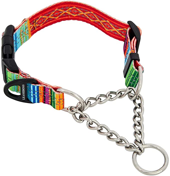 Leashboss Chain Martingale Patterned Reflective Dog Collar, Pattern Collection