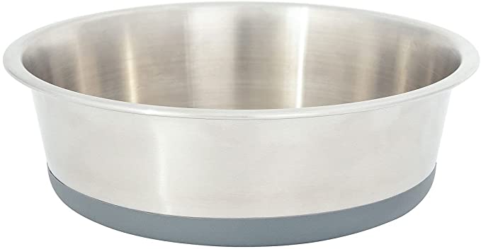 Leashboss Non-Slip Stainless Steel Dog Bowl with Rubber Base