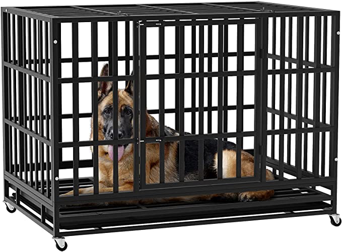 LEMBERI 48/38 inch Heavy Duty Dog Crate for Large Dog, Indestructible Dog cage Kennel with Lockable Wheels - 2