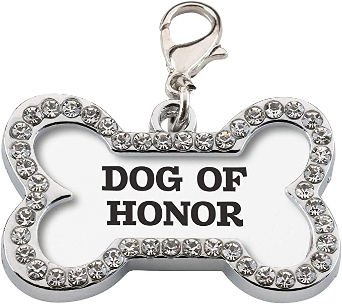 Lillian Rose Honor Wedding Dog Collar Charm, Measures 1.5" wide, Silver