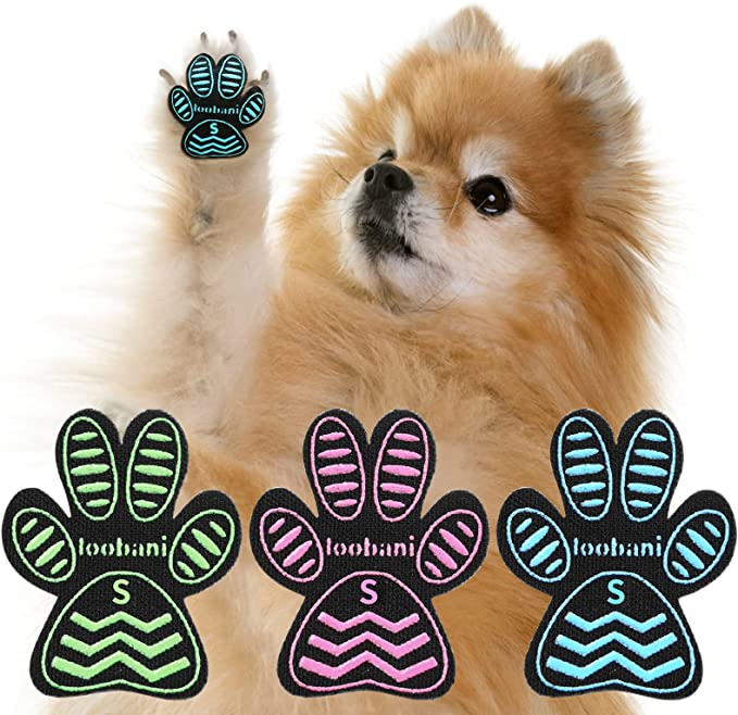 LOOBANI Dog Paw Protector Pads Non-Slip, (12 Sets - 48 Pads) Paw Grips Traction Pads Provides Traction and Brace for Weak Paws to Prevent The Dog from Sliding on Smooth Floors
