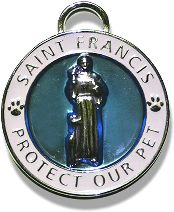 Luxepets Pet Collar Charm, Saint Francis of Assisi, Small, Blue