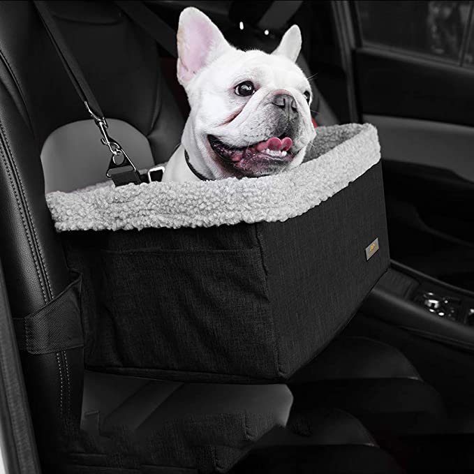 MARSLABO Small Dog Car Seat, Dog Car Booster Seat with Metal Frame Construction and Clip-on Safety Leash, Removable Blanket, Dog Seat for Car,Perfect for Small Dogs Up to 20 Lbs