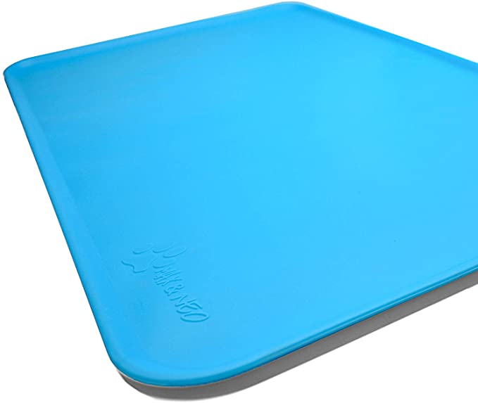 Max and Neo Dog Bowl Silicone Food Mat - We Donate One for One for Every Product Sold (18" x 12", Blue)